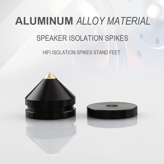 TYFRW-4Pcs Speaker Isolation Spikes Floor Protectors Shockproof Speaker Isolation Spikes with Base Pad for Speaker,Subwoofer,Amplifier,Turntable,Recorder CD DAC with 3m Adhesive (Black)
