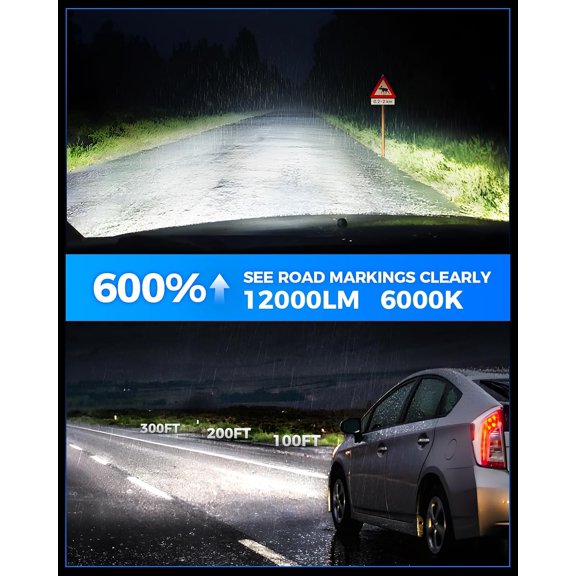 TYFRW-5202/5201 LED Fog Light Bulbs, 100% Successful Installation, 12000 Lumens 600% Brightness 6000K LED Bulbs, 5201 PS24W 5202 Fog Light Bulbs, Non-polarity, 1:1 Size, Pack of 2