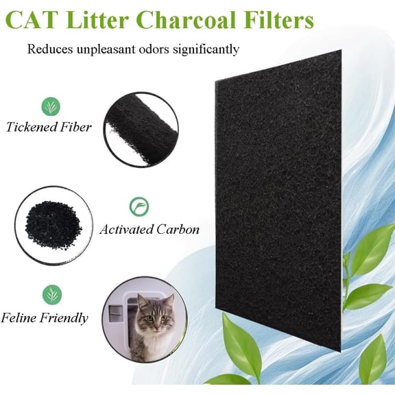 TYFRW-6 Pack Carbon Filters Compatible with Van Ness Cat Litter Box, 4.5 x 6.5Inch Activated Charcoal Replacement Odor Filters for Pureness F6 Zeloite Air Filter