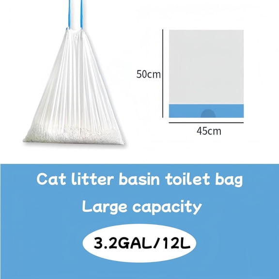TYFRW-60 Count Cat Litter Box Liners for Automatic Self-Cleaning Litter Box, Heavy Duty Drawstring Waste Bags, Extra Thick 3.6-mil Leak-Proof, 18"x20" (45x50cm), 4 Rolls