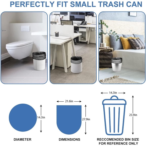TYFRW-8 Gallon Compostable Trash Bags - Unscented Black Garbage Bag 120 Count Heavy Duty Super Leakproof & Extra Thick Wastebasket Liners for Large Kitchen/Utility Cans