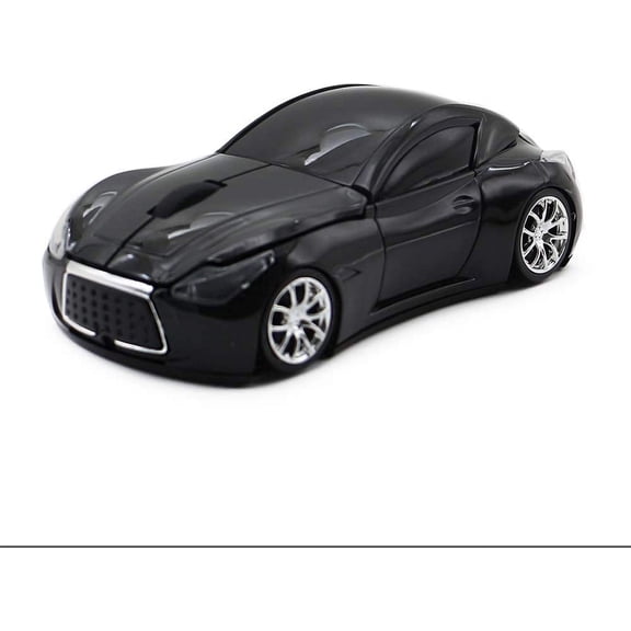TYFRW-Ai5G Race Car Mouse Wireless Sports Car Shaped Mouse 2.4GHz LED Light Shining Surface Decoration Desktop Laptop Computer Mice Optical (Black)