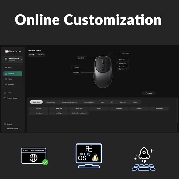 TYFRW-BM24 Portable Wireless Mouse, 2400 DPI Quiet Clicks, 2.4 GHz/Bluetooth 5.2/Wired with Programmable Buttons, Long Battery Life for Laptop PC/Mac/Windows - Space Gray