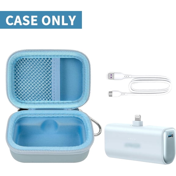 TYFRW-BOOBOWL Portable Charger Case Compatible with Iwalk/for Feob/for Charmast/for Amelema/for LanLuk/for Anker Nano Portable Charger, Mini Power Bank Storage Bag with Fixed Inner(Box Only)-Blue