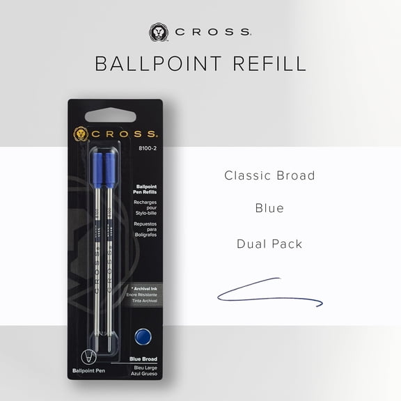 TYFRW-Ballpoint Pen Refill - Refill for Consistent Ink Flow - Quick-Drying - Blue - Broad - 2Pack