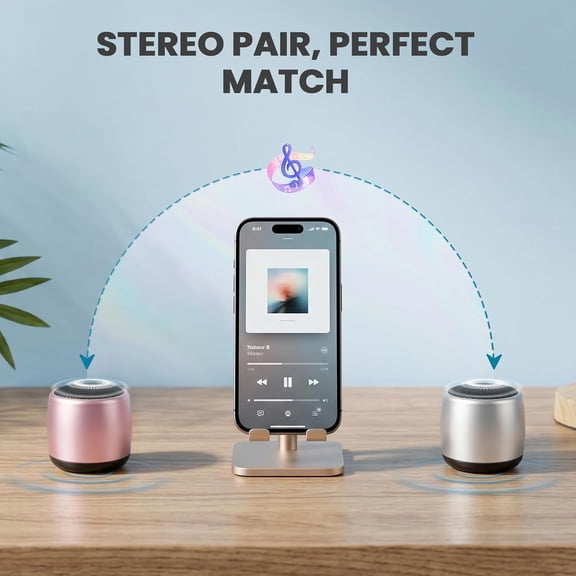 TYFRW-Best Mini Portable Bluetooth Speaker with HD Sound & Bass I Smallest Wireless Bluetooth Speakers for Phone/PC/Tablet I Photo Selfie Button Answer Phone Calls I Cute Tiny Speaker (Rose Gold)