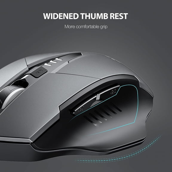 TYFRW-Bluetooth Mouse Wireless, Tri-Mode, Upgraded Visible Battery, 2400 DPI, Silent Ergonomic Computer Mice, Mac, PC etc.-Gray