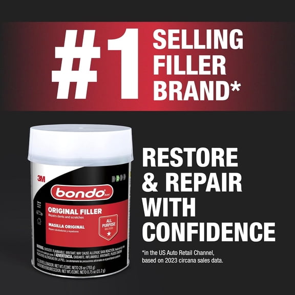 TYFRW-Bondo Body Filler, Original Formula for Fast, Easy Repair & Restoration for your Vehicle, 00262, Filler 1.57 lb and Hardener 0.75 oz, 1 Can