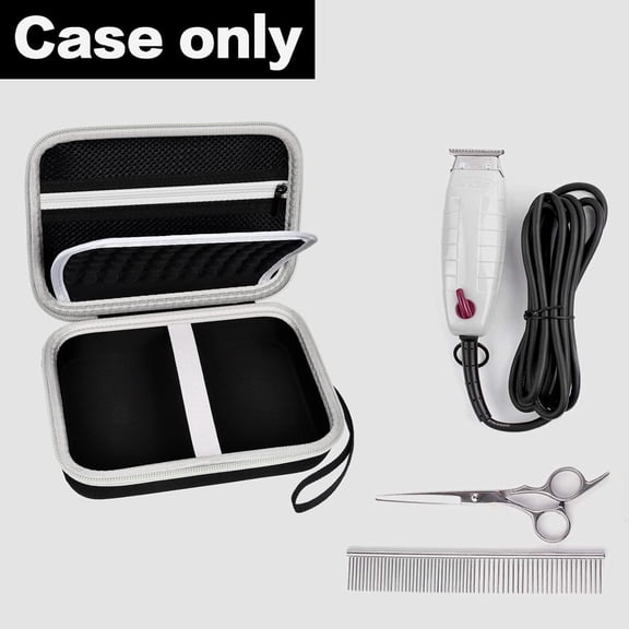 TYFRW-Case for Andis Professional T-Outliner Beard & Hair Trimmer, Model GTO 04780/04710/04603/04775, with Mesh Pocket for Attachment Set - Bag Only (Black+Black Inner)