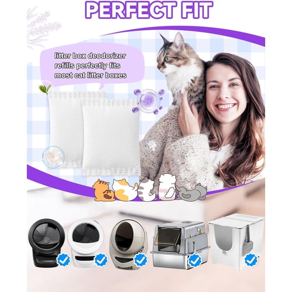 TYFRW-Cat Deodorizer for Hooded Cat Litter Box,Cat Litter Deodorizer Fit for OdorTrap Pod, Compatible with Modkat Flip, Compatible with PuraMax, 12 Pack - Lavender Scent