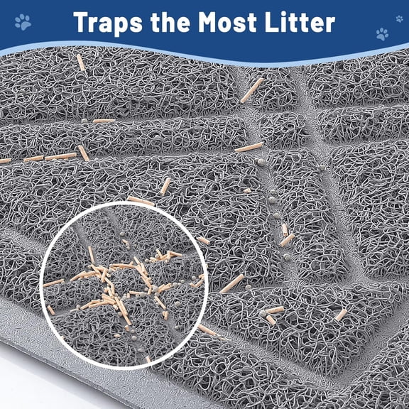 TYFRW-Cat Litter Box Mat 30x17, Non-Slip Water Resistant Litter Trapping Mat, Easy Clean Less Waste and Urine-Locking Cat Carpet for Indoor, Grey