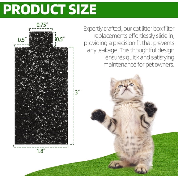 TYFRW-Cat Litter Box Replacement Filters Compatible with Pet Zone Semi, 12-Pack Carbon Cotton Filters for Automatic Cat Litter Box Absorbing Odors Control Damp from Pets - Black