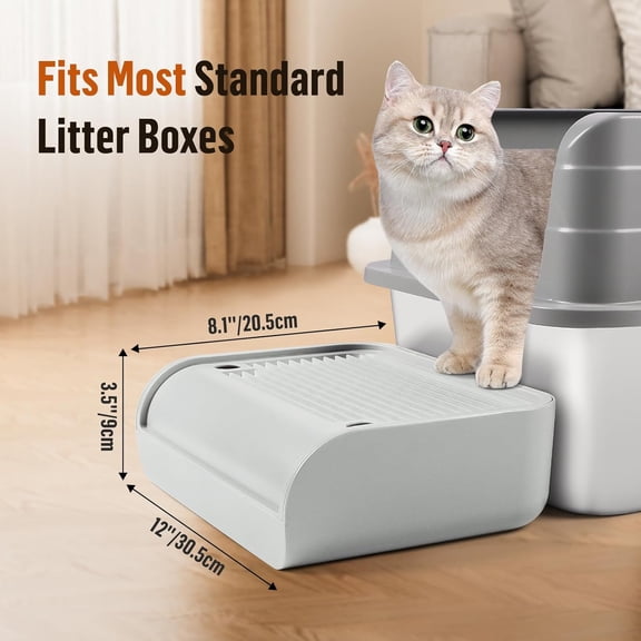 TYFRW-Cat Litter Box Step, Cat Litter Ramp Mat with Filter Function for Self-Cleaning Litter Box, Easy to Clean, Cats Pedal Step Stool Ideal for Kitten & Elderly Cats (Light Grey)