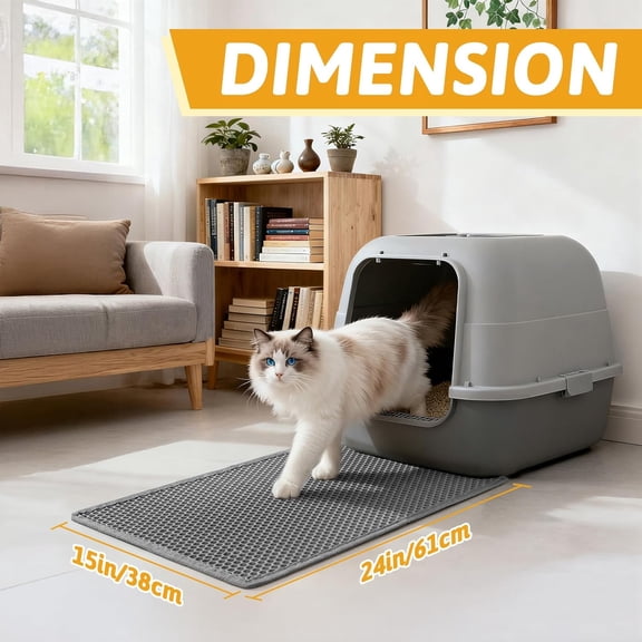 TYFRW-Cat Litter Mat Double Layer Waterproof Urine Proof Trapping Mat 1 Pack (Gray, 24x15 Inch (Pack of 1))