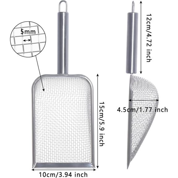 TYFRW-Cat Litter Scoop Stainless Steel Mesh Scooper for Litter Box Kitten Pooper Lifter, Beach Mesh Shovel for Shell Collecting
