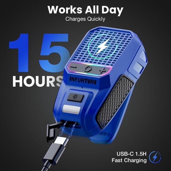TYFRW-Clip on Speaker Wearable Bluetooth Speaker with RGB/Flashlight Shower Speake Built-in Noise Reduction Mic, Bathroom Speakers for Hands-Free Music/Calls-for Work/Riding/Outdoor, Ideal Gifts