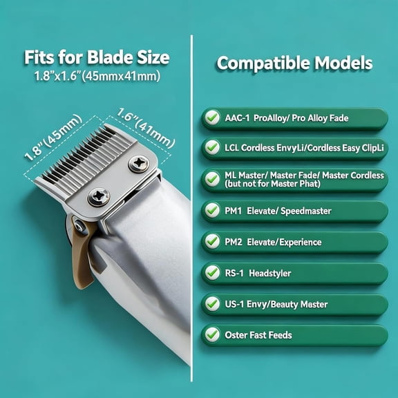 TYFRW-Clipper Guards Set Compatible with Andis Master, Oster Fast Feed, Andis AAC-1, LCL, ML, PM-1, PM-2, RS-1, US-1, Size: #0 to #8 (Length: 1/16" to 1")