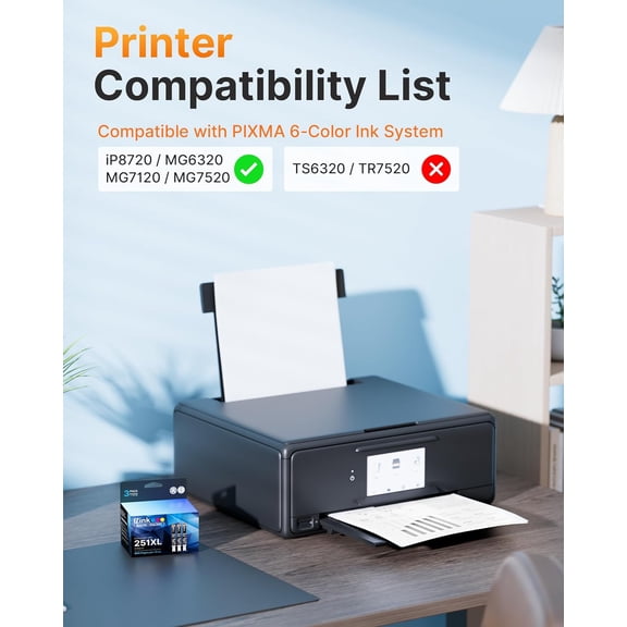 TYFRW-Compatible Ink Cartridge Replacement for CLI-251XL CLI 251 XL to use with PIXMA MG6320 MG7120 MG7520 IP8720 (Gray) 3 Pack