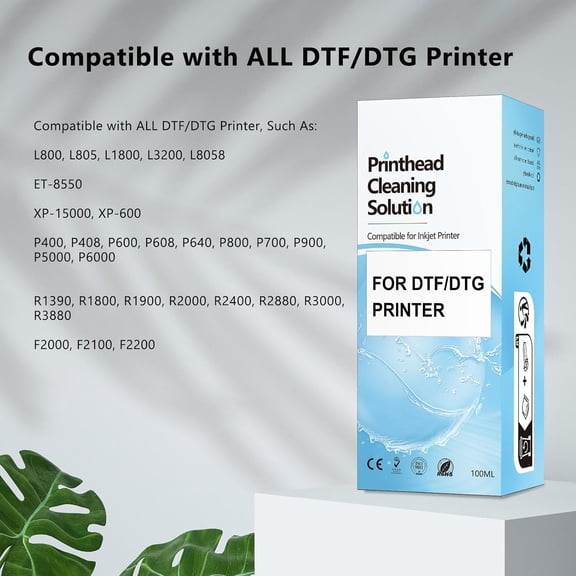 TYFRW-DTF Cleaning Solution for All DTF DTG Printers 100mL, Printhead Cleaning Fluid for Direct Transfer Film Printer ET-8550 XP-15000 L800, DTG Cleaning Solution for Direct to Garment Printer L1390
