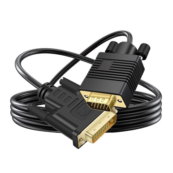 TYFRW-DVI(Sources) to VGA (Display) Cable, Uni-Directional DVI-D 24+1 to VGA Cord, Gold-Plated Connectors, 1080P Full HD for HDTV, PC, Host, Laptop, Monitor, Projector, Black Cable (10ft)