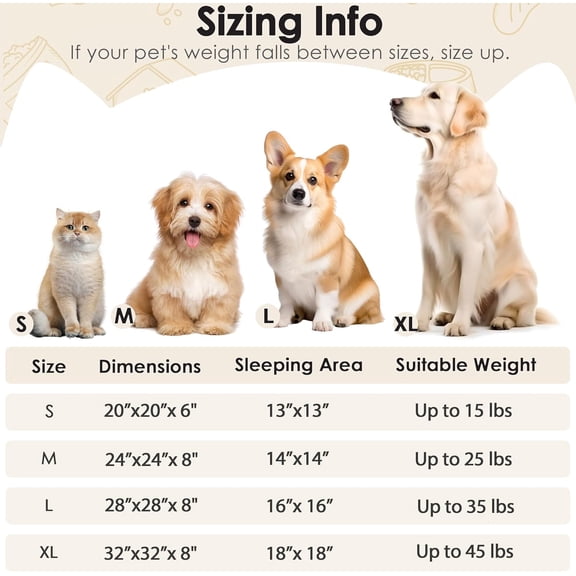 TYFRW-Dogs Bed for Small Dogs, Anti-Anxiety Washable Round Bed (Light Brown, 24.0" L x 24.0" W x 8.0" Th)