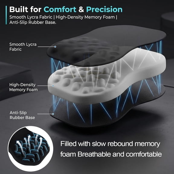 TYFRW--Ergonomic Mouse Pad Wrist Support with Massage Design, Relieve Wrist Pain Mousepad, Wrist Rest Pain Relief Mousepad with Memory Foam&Non-Slip PU Base, Carpal Tunnel Syndrome (Black)