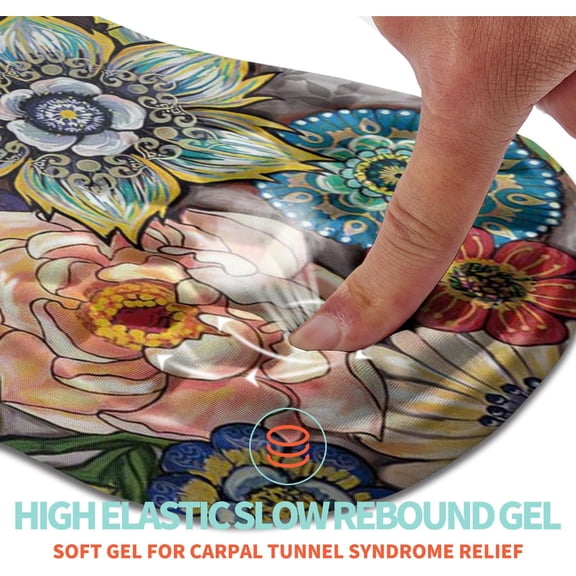 TYFRW-Ergonomic Mouse Pad Wrist Support with Memory Foam Massage Bulge, Carpal Tunnel Pain Relief Mousepad Wrist Rest for Mouse(12x8 inch, Blooming)