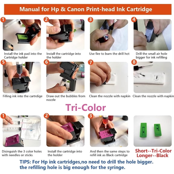 TYFRW-F-ink Ink Refill Tools Compatible with PIXMA Inkjet Ink Cartridges 245XL 246XL 210XL 211XL PG-245 CL-246 PG-210 CL-211 PG-243 CL-244