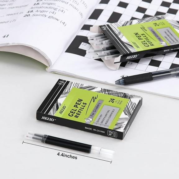 TYFRW-Gel Ink Refills for Retractable Click Pens, Medium Point Pen Refills Compatible with Pilot G2 Pentel Energel Jetstream Sharpie S-Gel Uniball Signo Zebra Sarasa (Black, 0.5mm, 24 pcs)