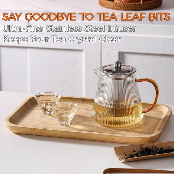 TYFRW-Glass Teapot with Removable Infuser, 25 oz (740 ml) Borosilicate Glass Tea Pot for Loose Leaf Tea Steeper, Blooming Tea Maker and Brewer, Ideal Gift for Tea Lovers