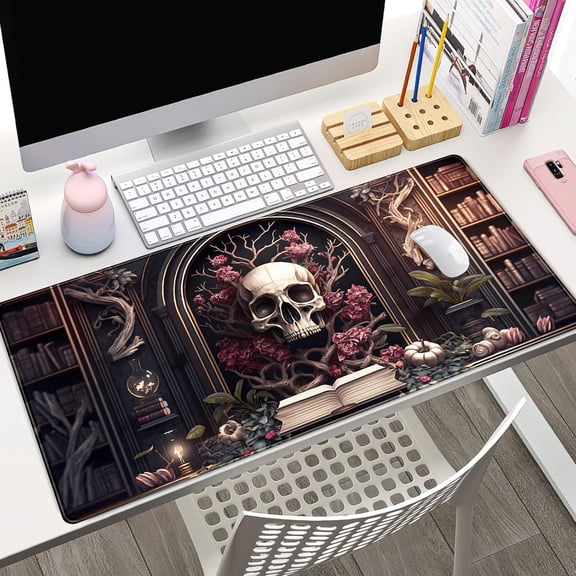 TYFRW-Gothic Large Mouse Pad XXL Desk Pad Gaming Mousepad Extended Keyboard Mat 31.5 x 15.7 in Black Fabric with Lycra Surface and Rubber Base