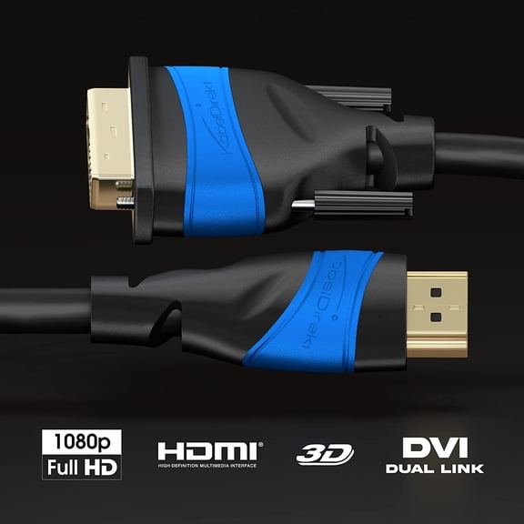 TYFRW-HDMI DVI Adapter Cable with A.I.S. Signal-Interference Protection 3ft (bi-Directional DVI-D 24+1/HDMI Monitor Cable, PC/Laptop to Monitor/TV, Full HD/1080p) by CableDirect