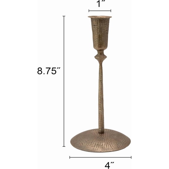 TYFRW-Hand-Forged Hammered Metal Taper, Antique Brass Finish Candle Holder