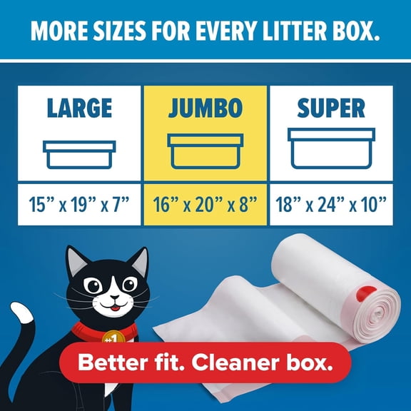 TYFRW-Jonny Cat Litter Box Liners: Heavy Duty - Tear & Leak Resistant - Drawstring Close - Jumbo, 15 Count