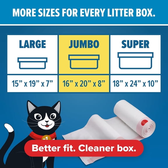 TYFRW-Jonny Cat Litter Box Liners: Heavy Duty - Tear & Leak Resistant - Drawstring Close - Jumbo, 30 Count