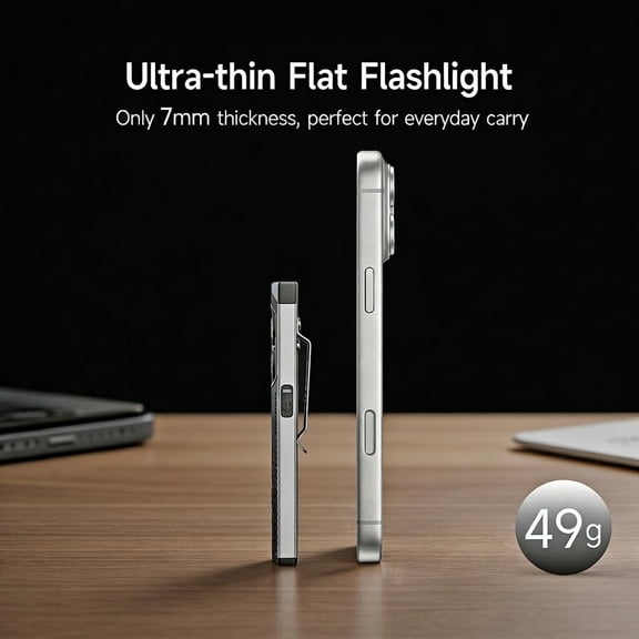 TYFRW-K18pro Flat EDC Flashlight, 650LM Micro-Arc Oxidation Pocket Light, USB-C Rechargeable Handheld with UV & Red Light, Magnetic Work Light for Repair, Camping, Everyday Carry