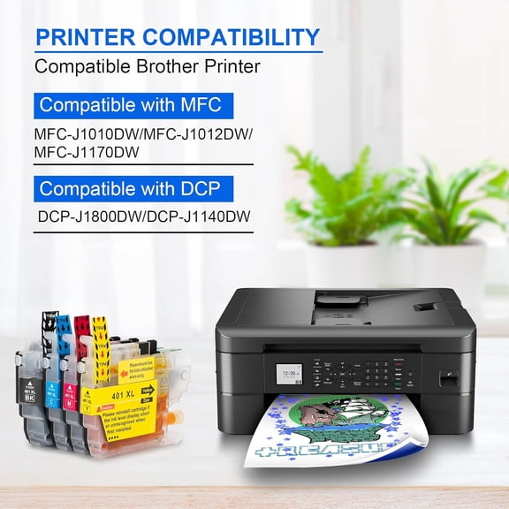 TYFRW-LC401 LC401XL MFC-J1010DW Ink Cartridges Compatible for Brother Printer 401XL LC 401 for MFC-J1010DW MFC-J1170DW MFC-J1800DW MFC-J1012DW (BK C M Y 4Pack)