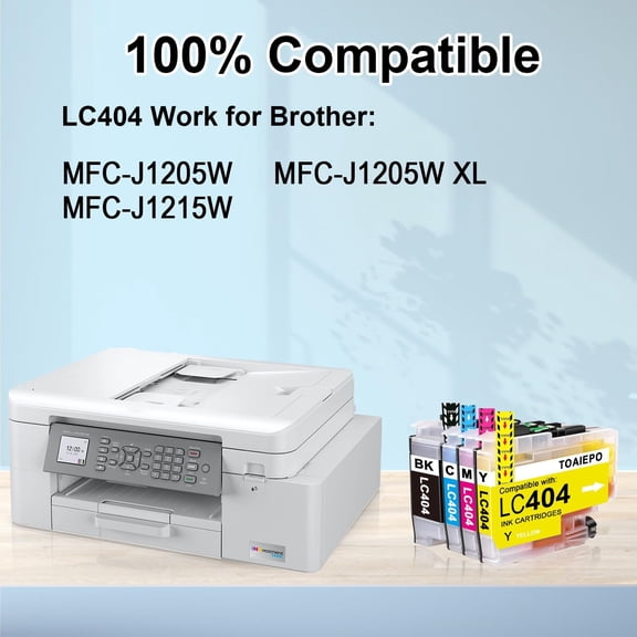 TYFRW-LC404 Ink Cartridges Compatible for Brother LC404 Cartridges Work with Brother MFC-J1205W MFC-J1215W Printer, 4 Pack