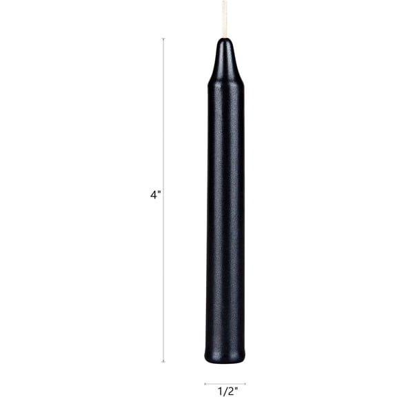 TYFRW-Mega Candles 20 pcs Unscented Metallic Black Exquisite Mini Taper Spell Candles, 4 Inch Tall x 1/2 Inch Diameter, Magic Chimes, Enchantment, Casting Rituals, Witchcraft, Wiccan, Altar, Metaphy