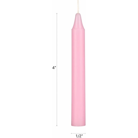 TYFRW-Mega Candles 20 pcs Unscented Pink Exquisite Mini Taper Spell Candles, 4 Inch Tall x 1/2 Inch Diameter, Magic Chimes, Enchantment, Casting Rituals, Witchcraft, Wiccan, Altar, Metaphysical