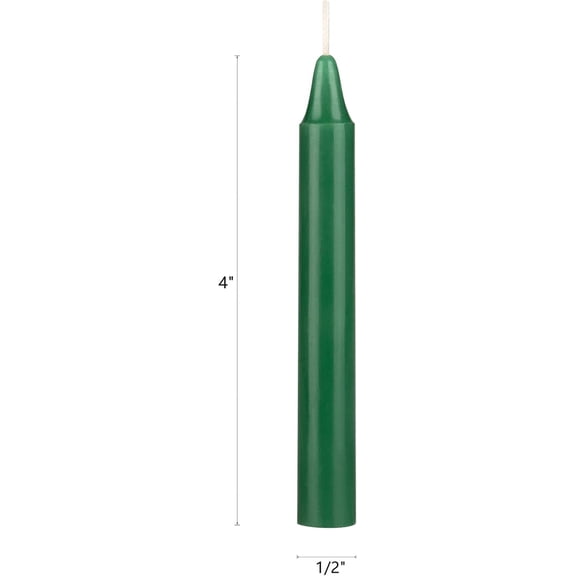 TYFRW-Mega Candles 40 pcs Unscented Green Exquisite Mini Taper Spell Candles, 4 Inch Tall x 1/2 Inch Diameter, Magic Chimes, Enchantment, Casting Rituals, Witchcraft, Wiccan, Altar, Metaphysical
