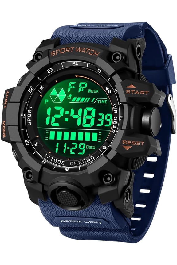 -Mens Military Multifunction Digital LED Watch Electronic Waterproof Alarm Quartz Sports Watch
