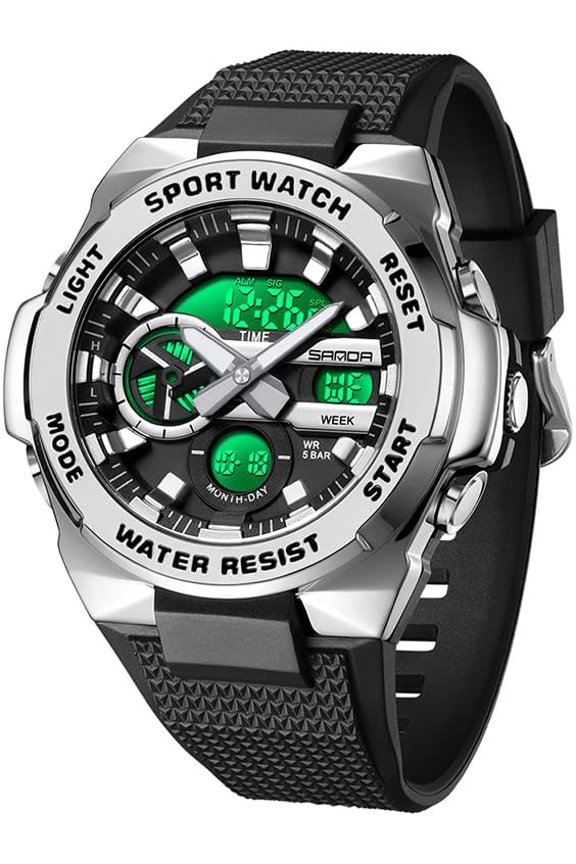 -Mens Military Multifunction Digital LED Watch Electronic Waterproof Alarm Quartz Sports Watch