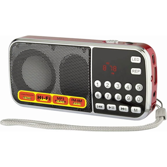 TYFRW-Mfine Portable Mini USB FM Radio Speaker Music Player Micro SD/TF Card For PC iPod Phone (088 Red)