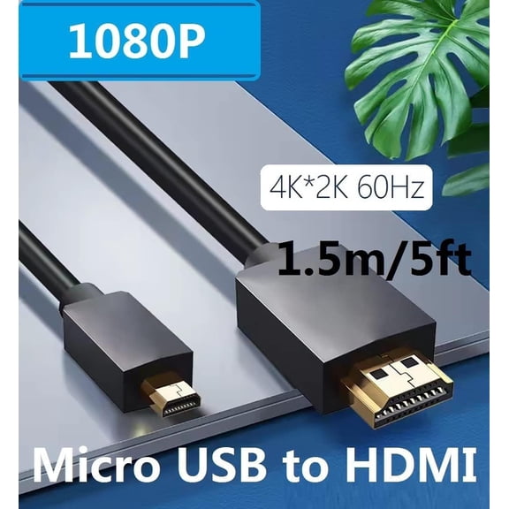 TYFRW-Micro USB to HDMI Converter, 4K 1080P HDMI Extender Cable 1.5M/ 5ft Adapter, Copy and Expand Videos Pictures from Mobile Phone or Tablet to HDTV Monitor Projector, Compatible with HDMI-supporti