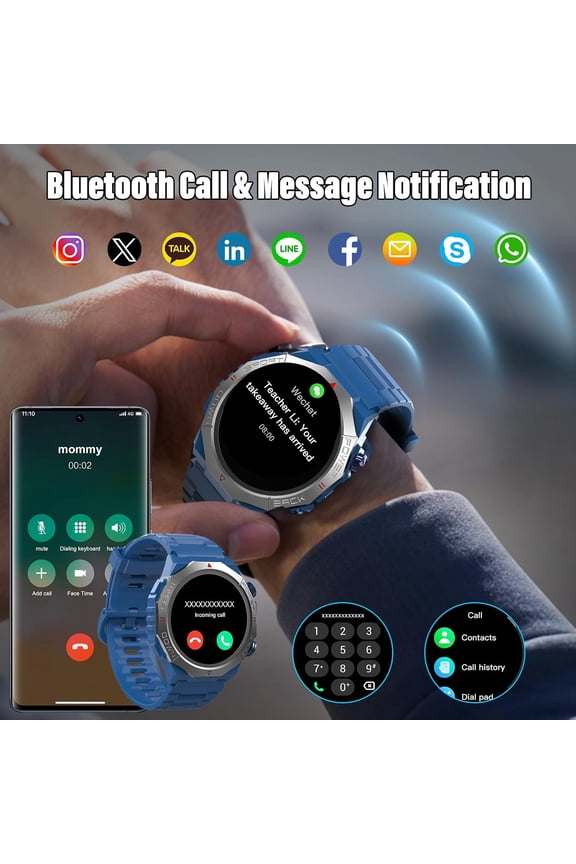 -Military Smart Watches for Men(Answer/Make Calls), 1.39"HD Fitness Watch, 24/7 Heart Rate Sleep Monitor, Smart Watch for Men 110+ Sport Modes, 30Day, IP68 Waterproof Smartwatch for Android iOS