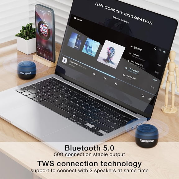TYFRW-Mini Bluetooth Speaker Wireless Small Bluetooth Speaker with Built in Mic,TWS Portable for Travel Party Gift Outdoor Laptop (Black)