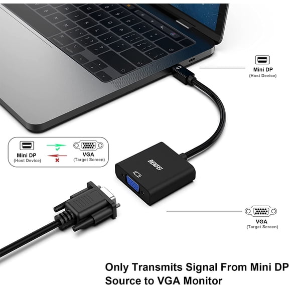 TYFRW-Mini DisplayPort to VGA 2 Pack, Mini DP Display Port to VGA (Thunderbolt Compatible) Male to Female Adapter Compatible for ThinkPad SurfacePro PC