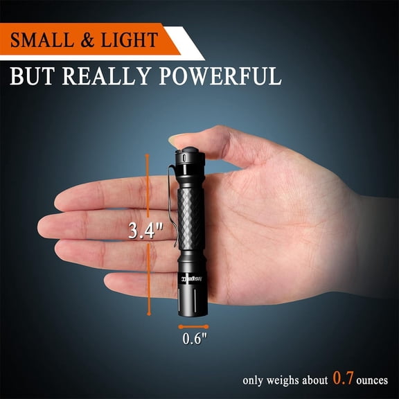 TYFRW-Mini Flashlight 3 Modes Small Flashlights LED Powerful High Lumens Tactical Pen Light with Clip,Slim Portable Pocket Compact Torch for Emergency Inspection AAA Battery Water-Resistant (Black &