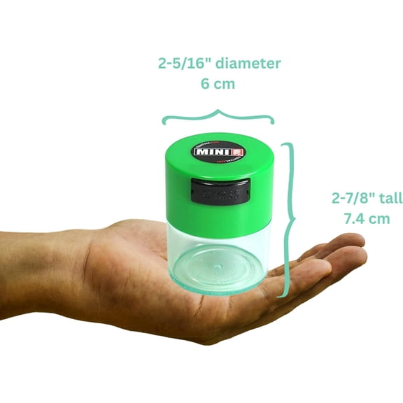 TYFRW-Minivac - 10g to 30 grams Airtight Multi-Use Vacuum Seal Portable Storage Container for Dry Goods, Food, and Herbs - Green Clear